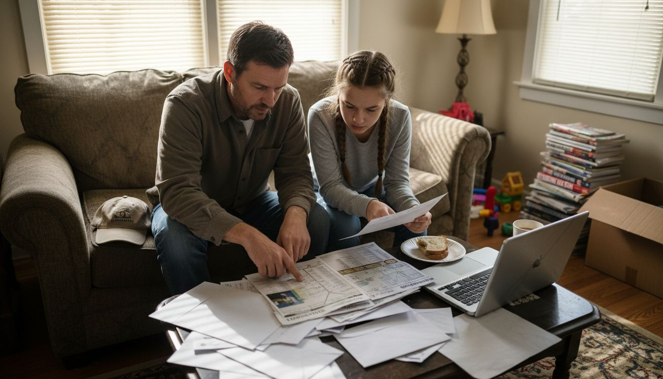 Family reviewing home listing paperwork