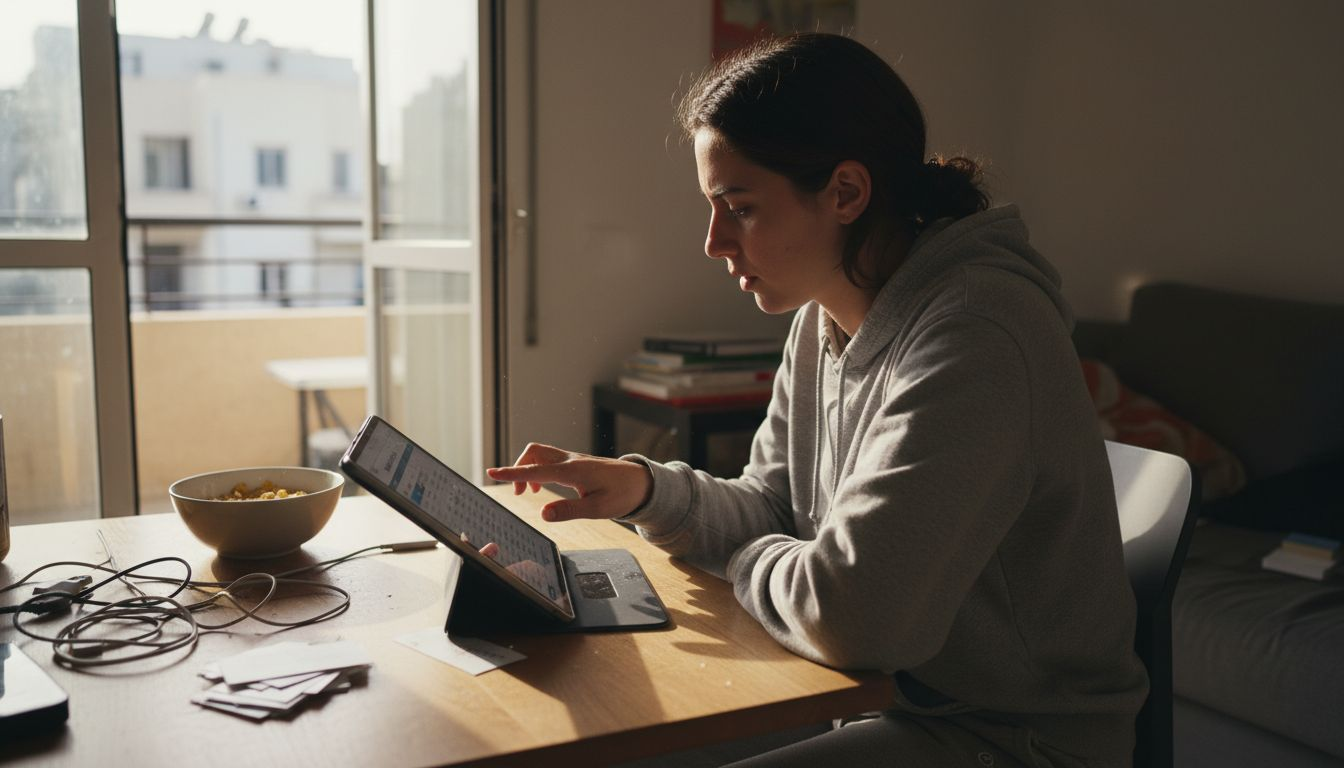 Woman tracking real estate leads digitally