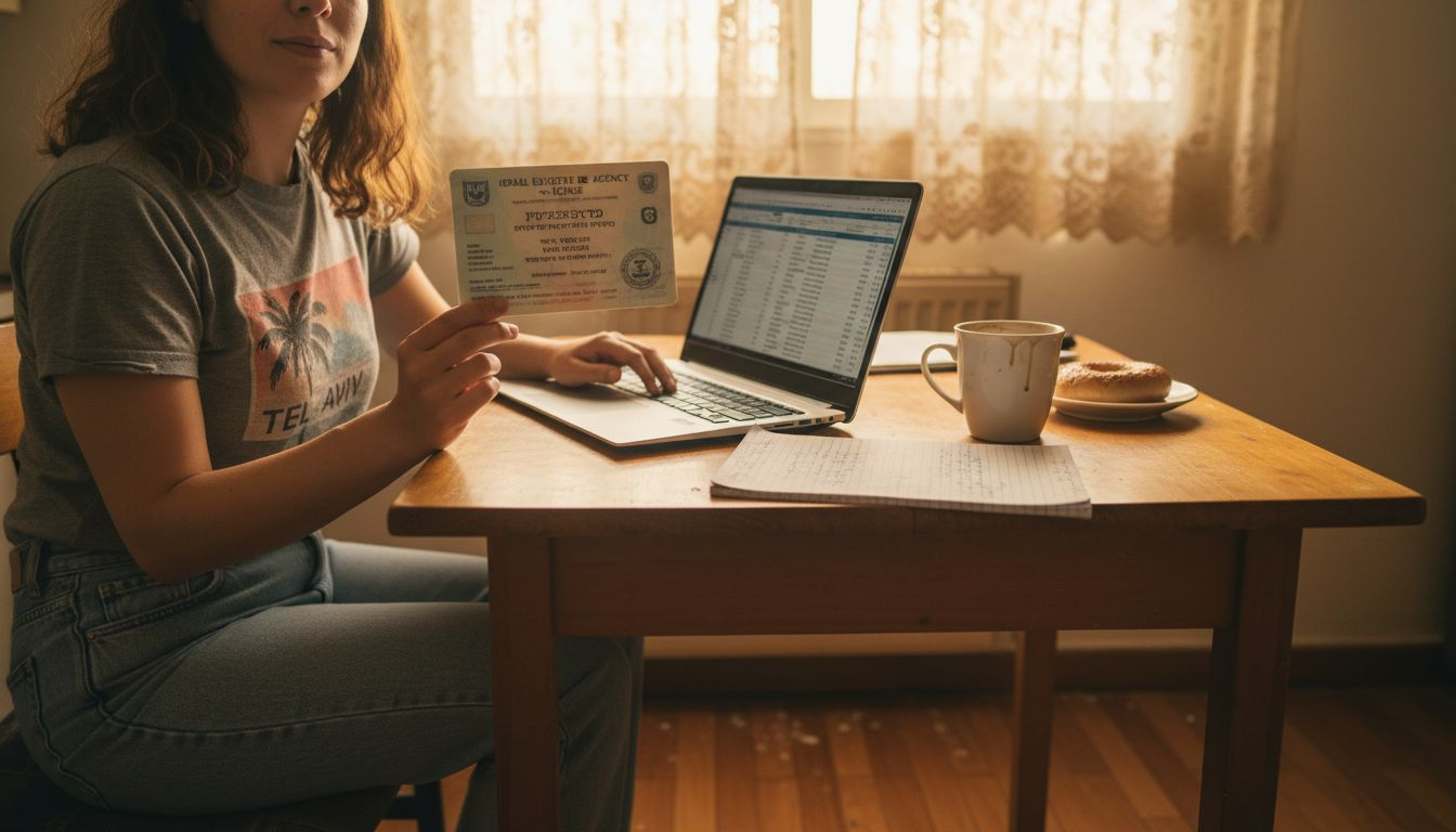 Woman verifying real estate agent license