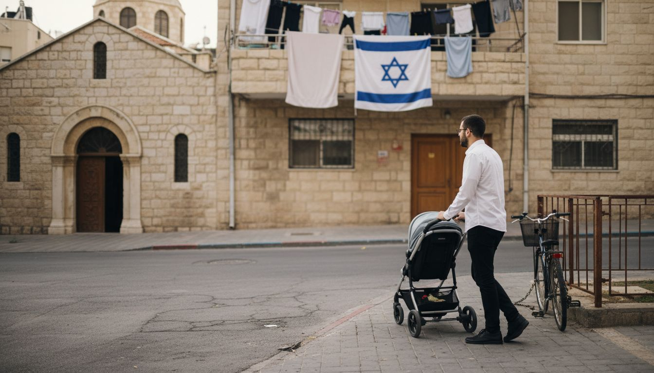 Observant buyer walking near synagogue Beit Shemesh