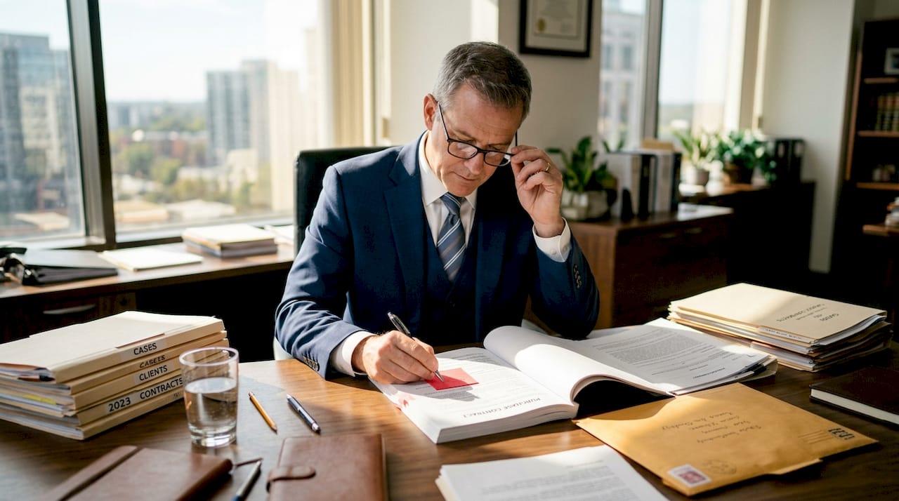 Lawyer reviewing real estate contract