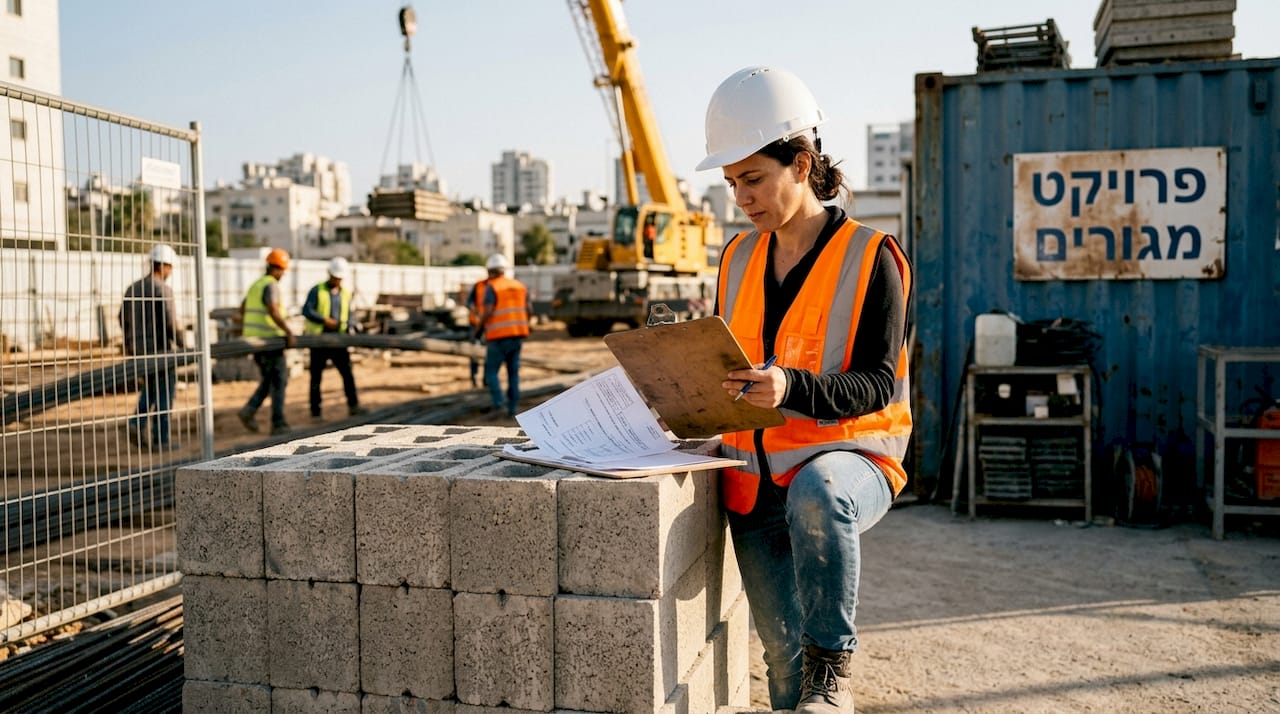 Site manager checks permits at urban project