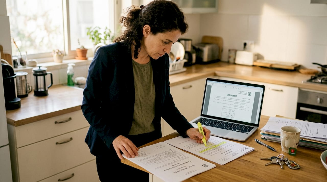 Woman cross-referencing municipal building documents