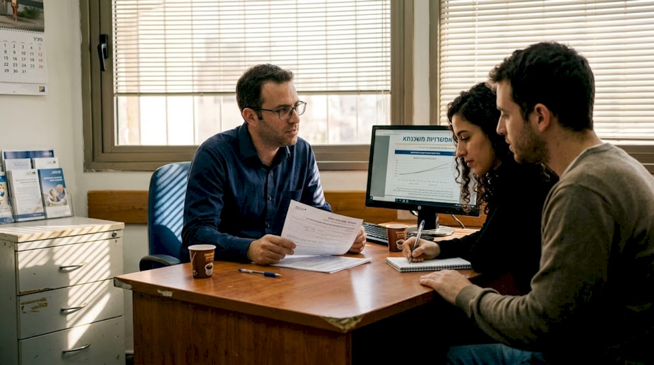 Couple discusses mortgage options with advisor