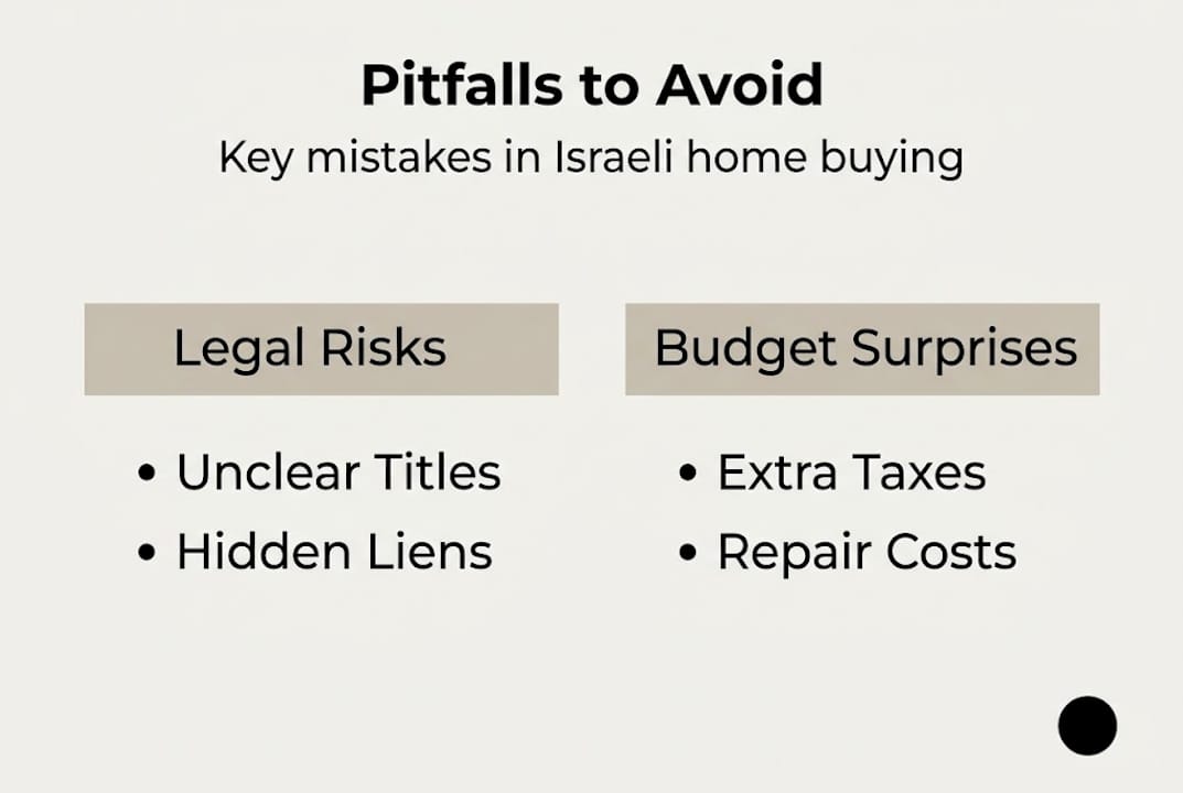 Infographic showing Israeli property buying pitfalls