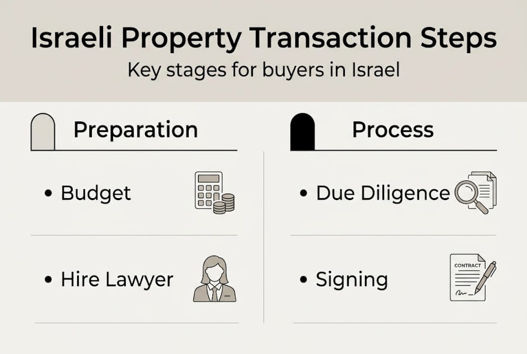 Infographic Israeli property transaction step overview
