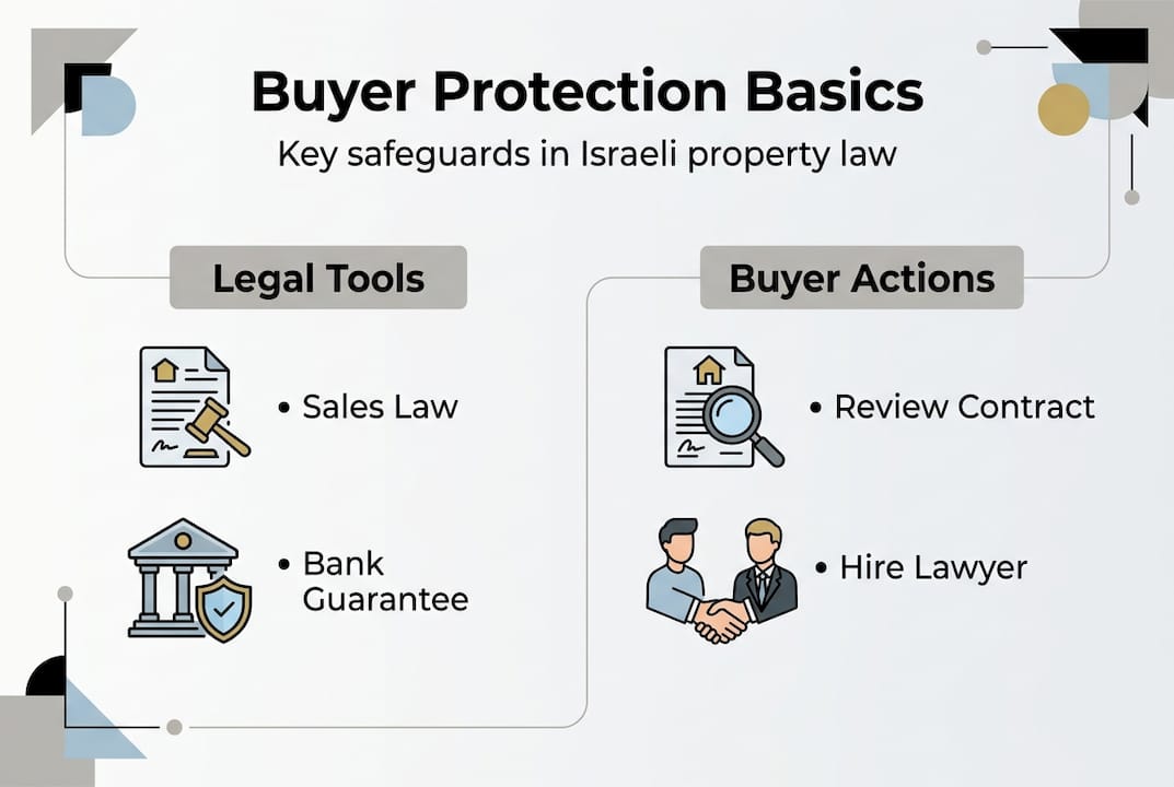 Infographic showing Israeli property buyer protection steps