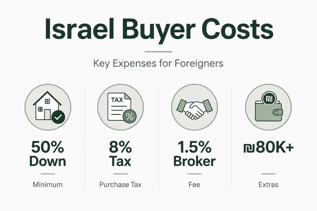 Infographic showing Israel home purchase costs breakdown