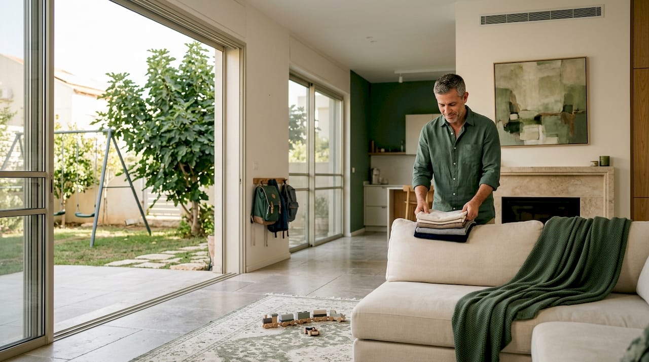 Family living space in large Israeli villa
