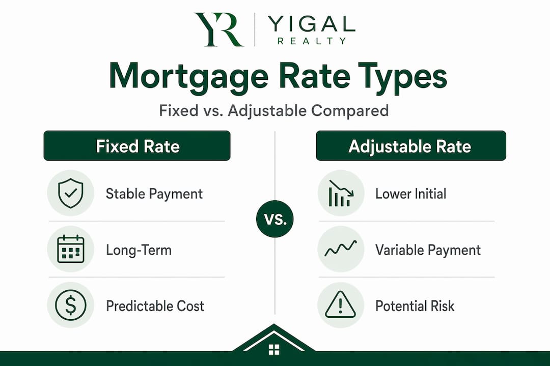 Infographic comparing fixed and adjustable mortgage rates