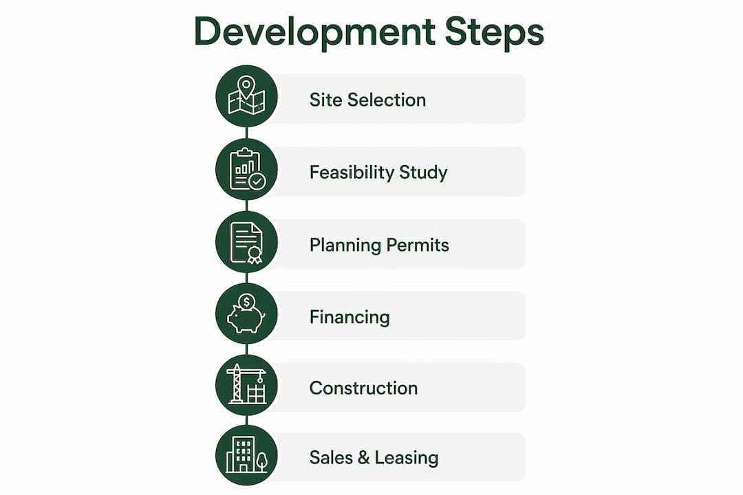Infographic showing property development process steps
