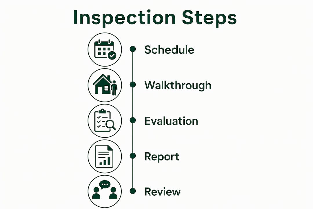 Infographic showing property inspection process steps