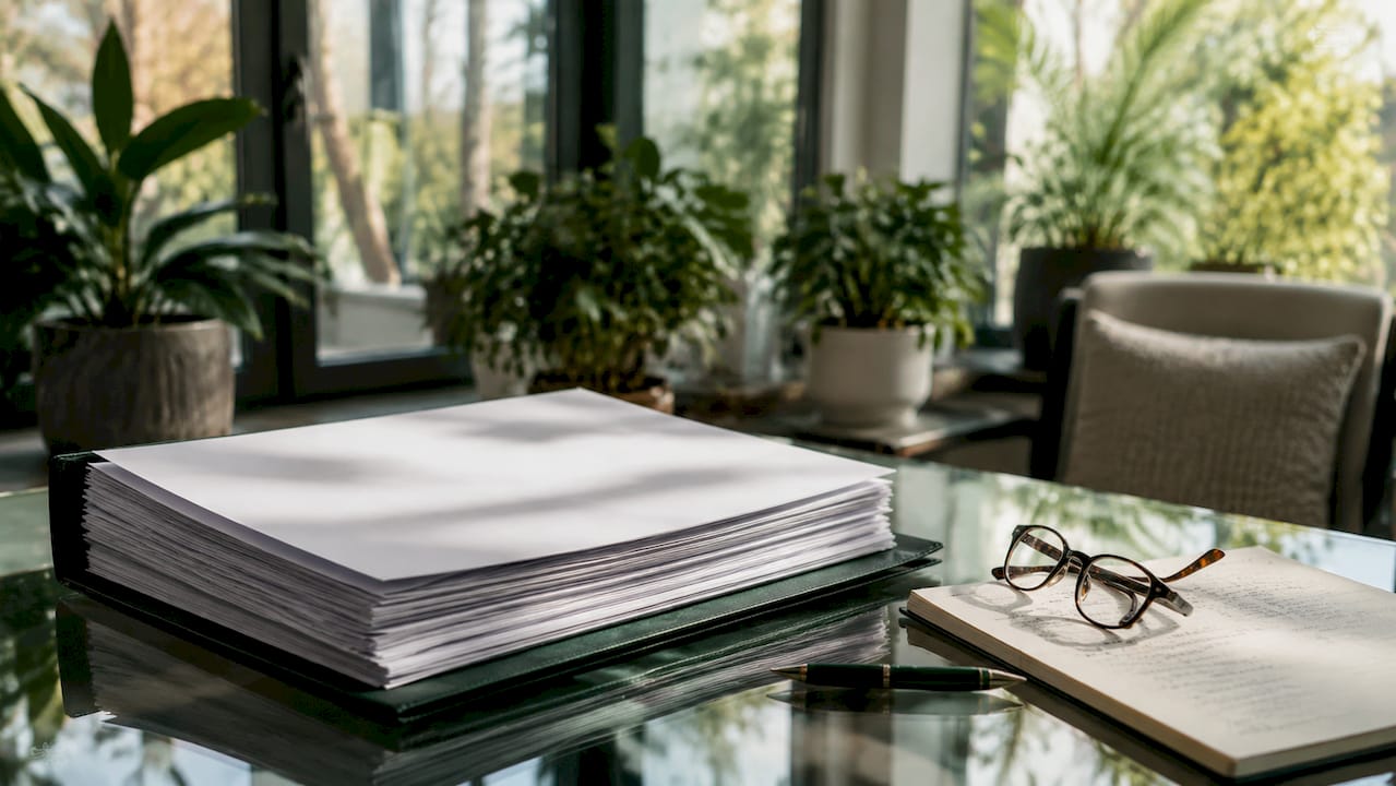 Close-up of property valuation documents on desk
