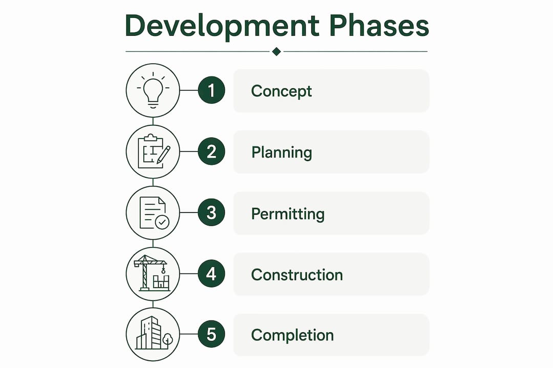 Infographic showing development phases in housing projects