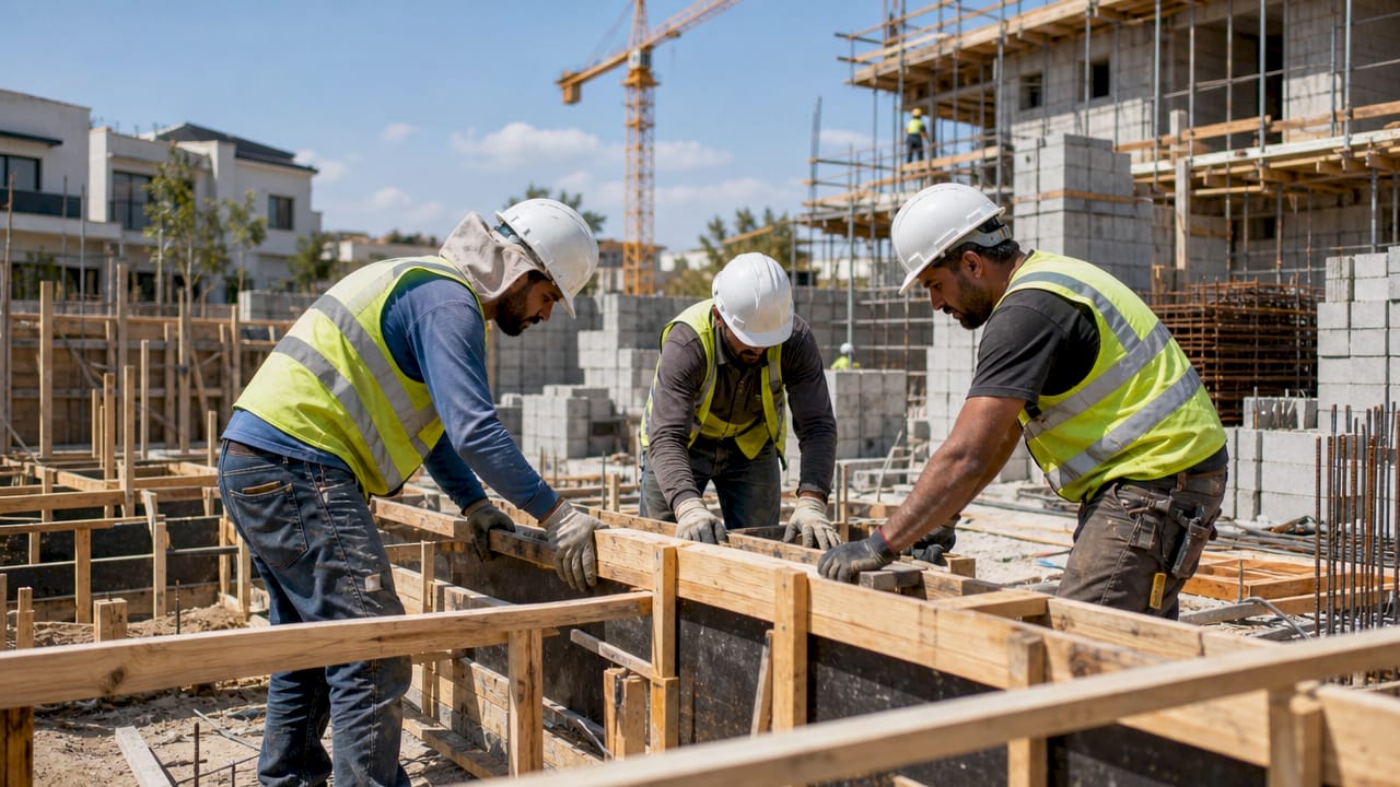 Active residential construction site in Israel