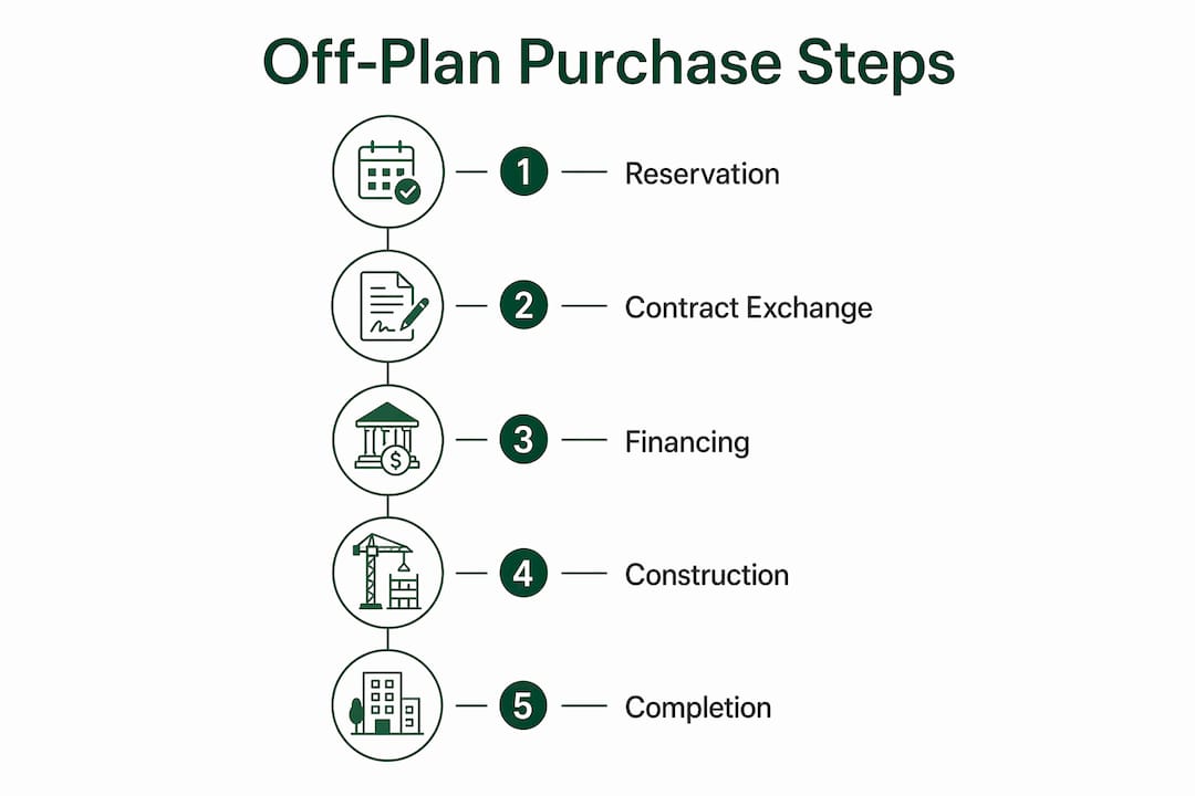 Infographic showing off-plan purchase steps