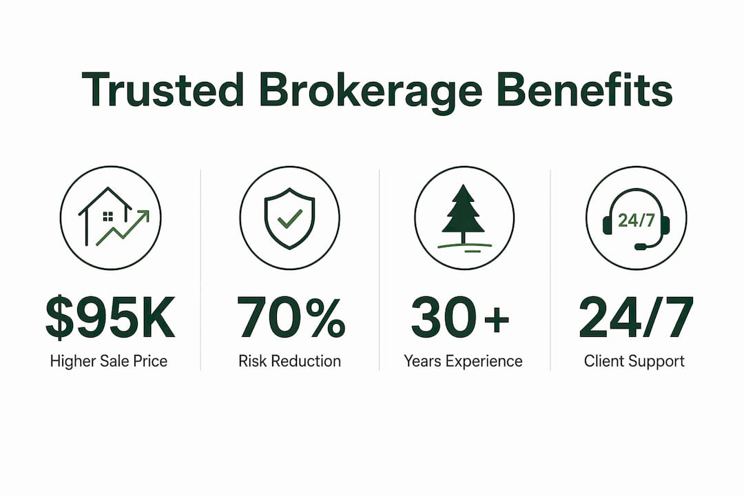 Infographic showing key benefits of trusted real estate brokerages