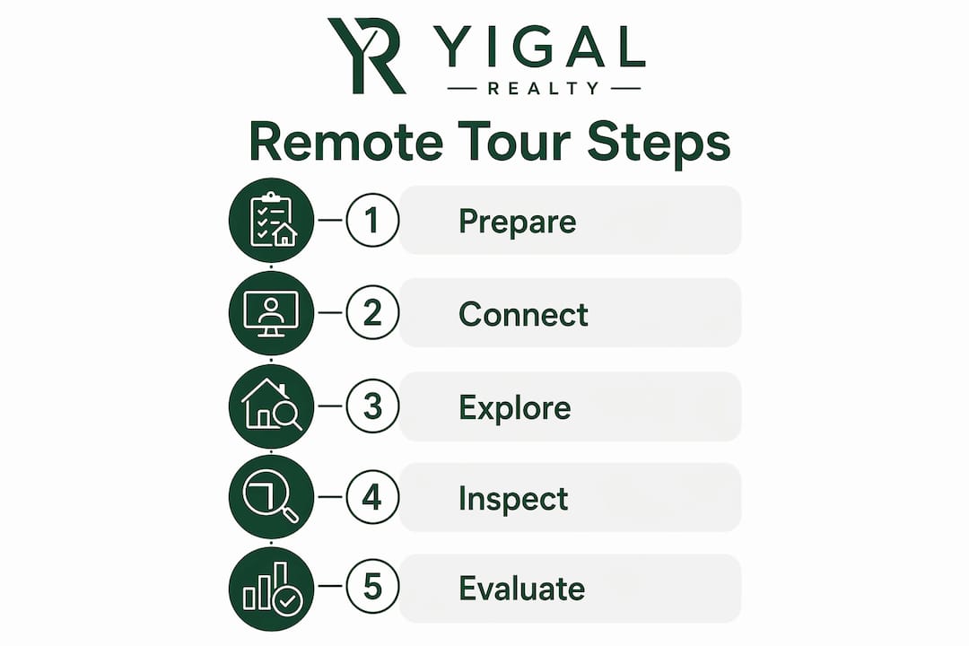 Infographic detailing the steps of remote property tours