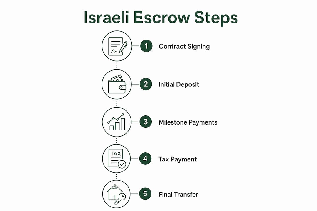 Infographic showing step-by-step Israeli escrow process
