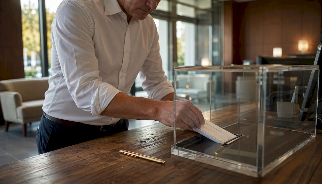 Lawyer depositing funds into bank trust account
