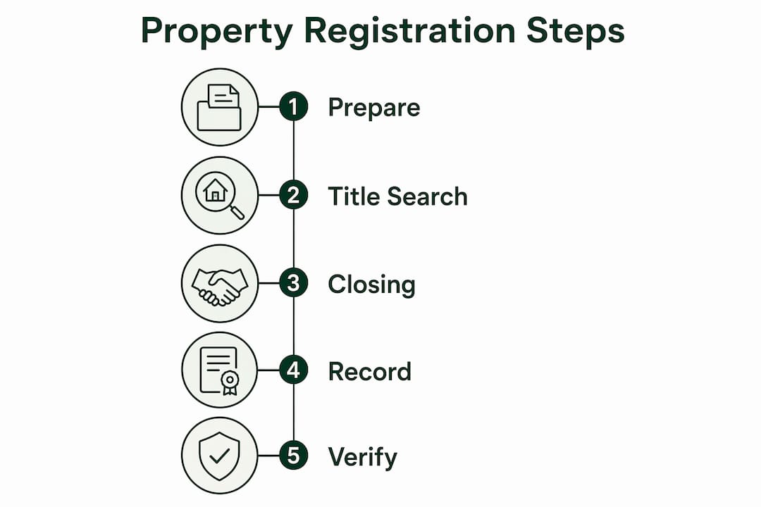 Infographic showing property registration process steps