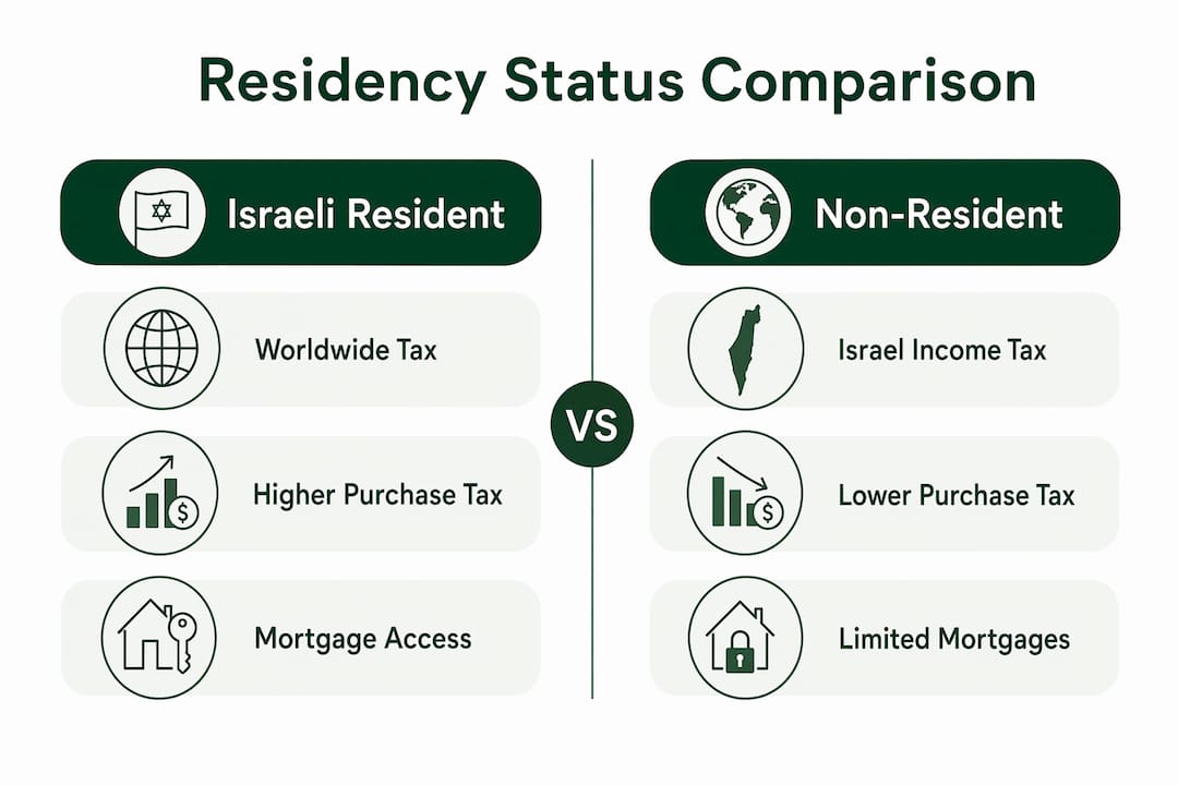 Infographic comparing Israeli residents vs non-residents