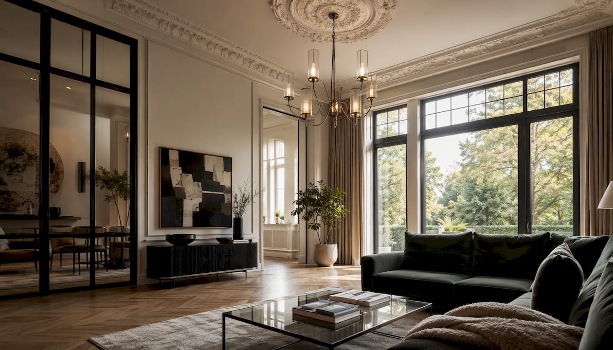 Luxury residence high ceiling and elegant interior