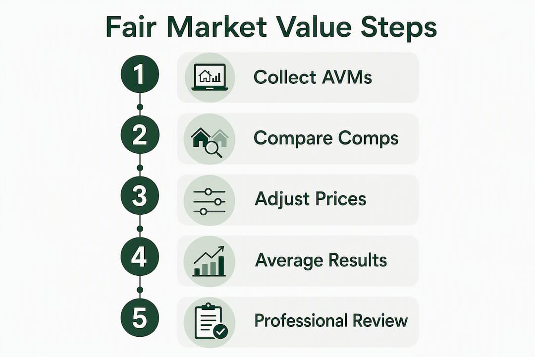 Infographic showing fair market value determination steps