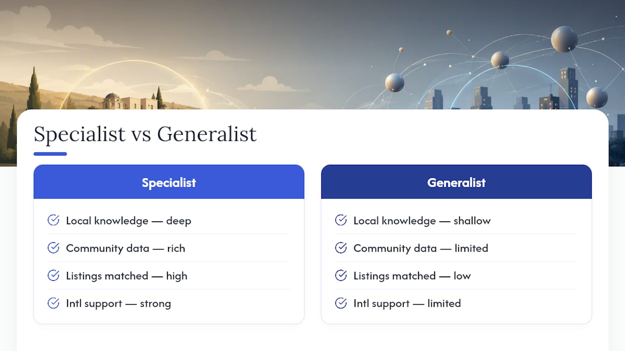 Comparison chart of specialist vs generalist brokerage