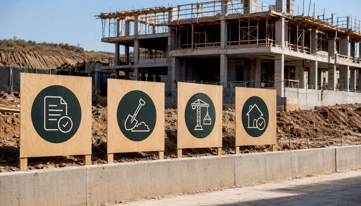 Apartment construction milestone signs