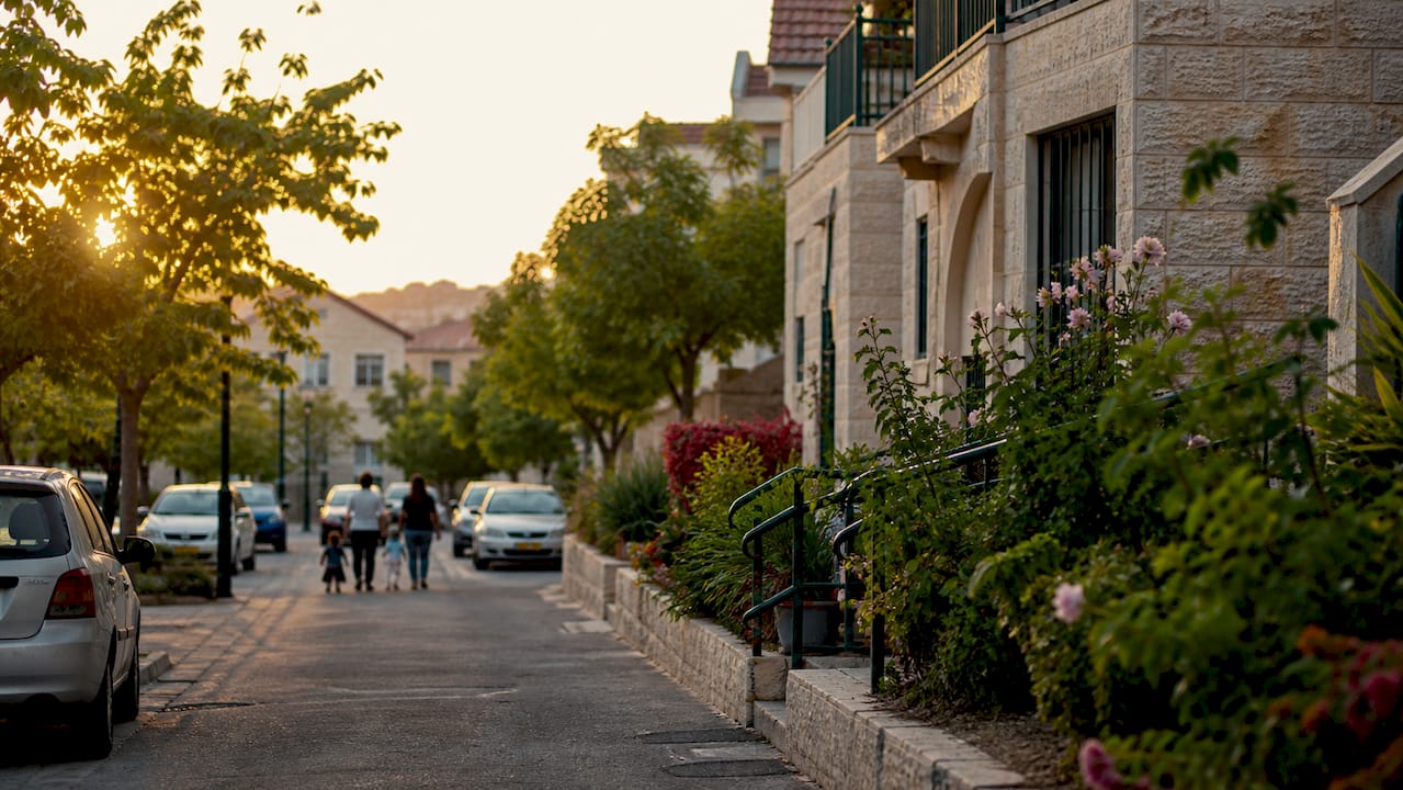 Beit Shemesh residential street in afternoon light