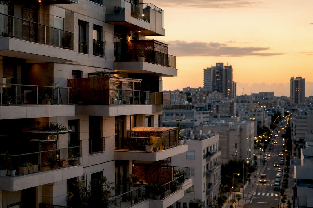 Staggered balconies on Israeli residential building
