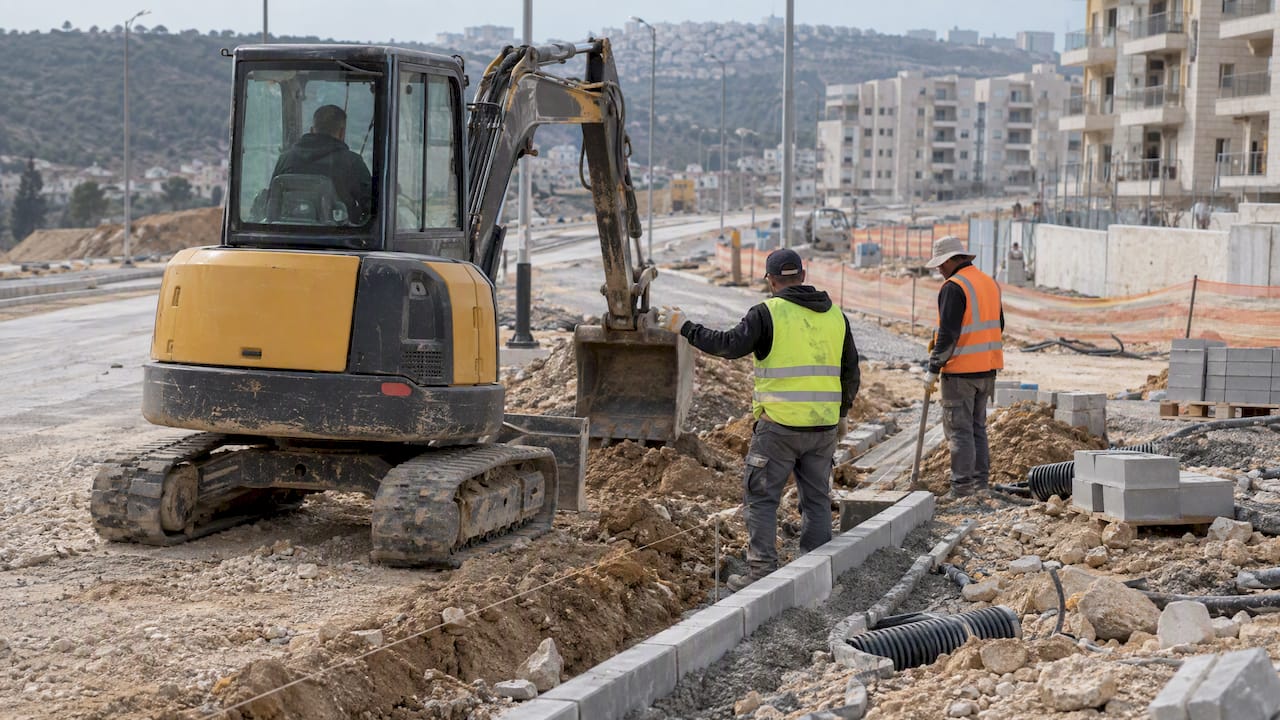 Road and utility construction near Neve Shamir