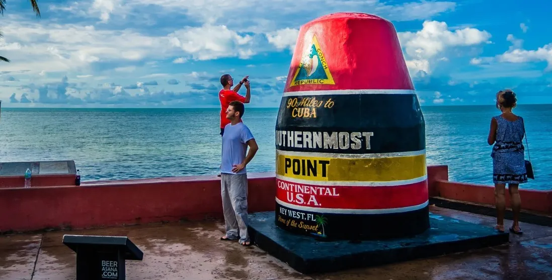 Sunrise at the Southernmost Point monument in Key West