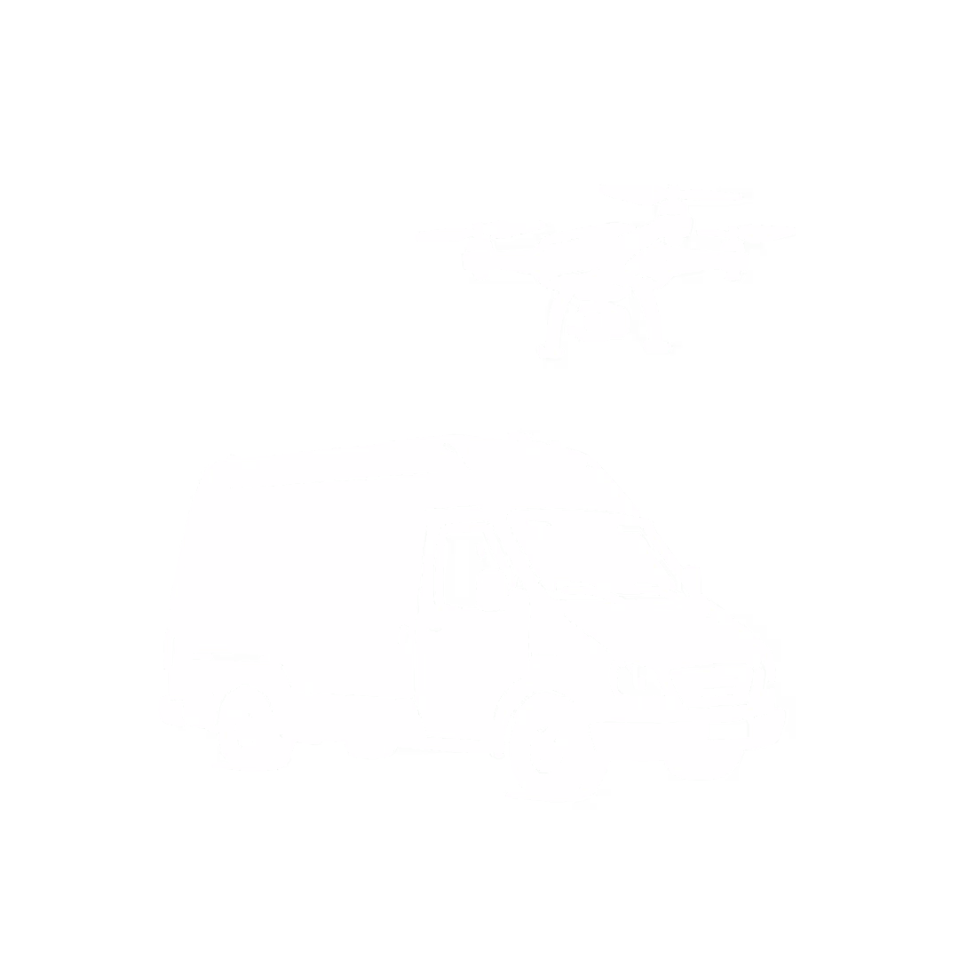 An illustration of a drone recording a van from a birds eye view