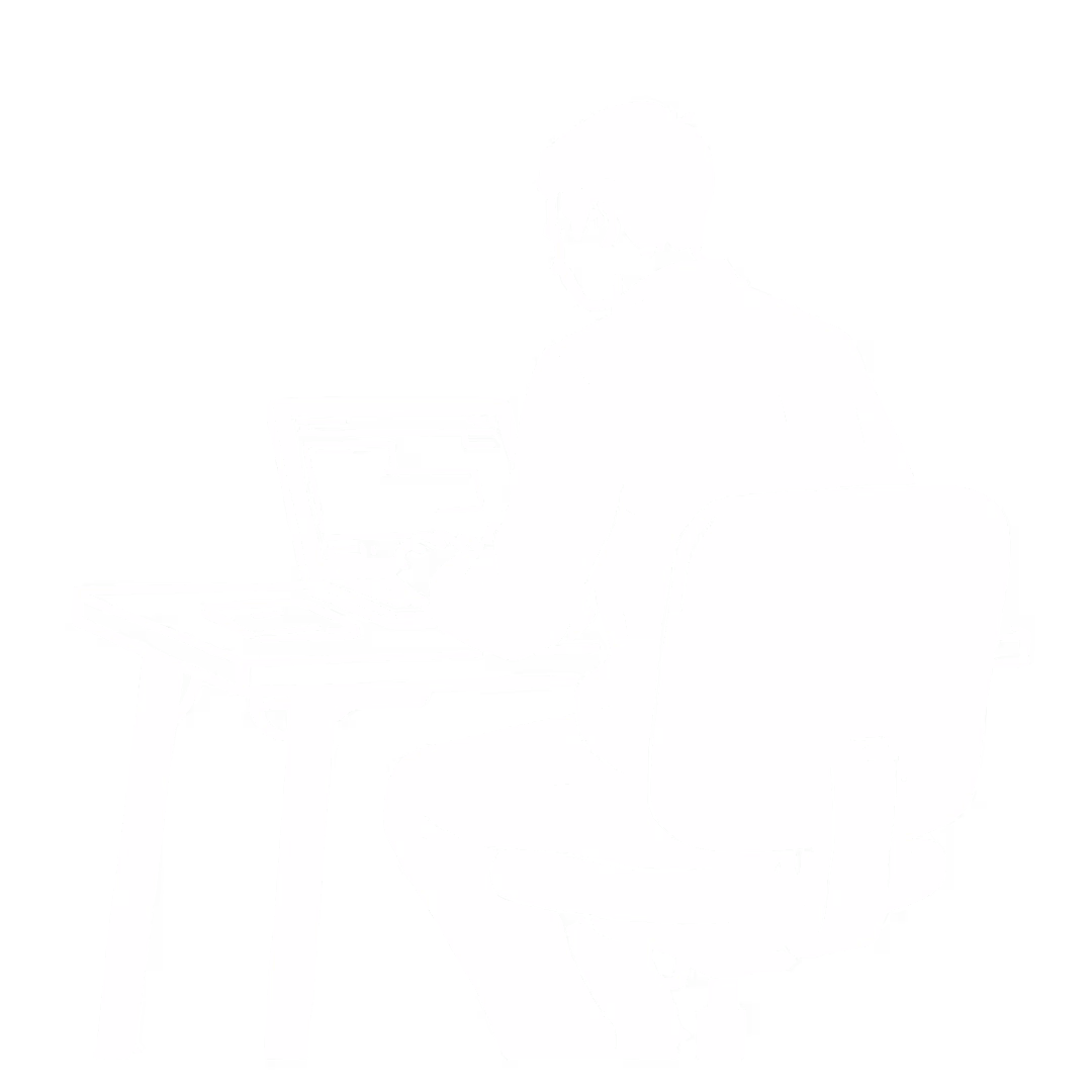 An illustration of a man working at a desk