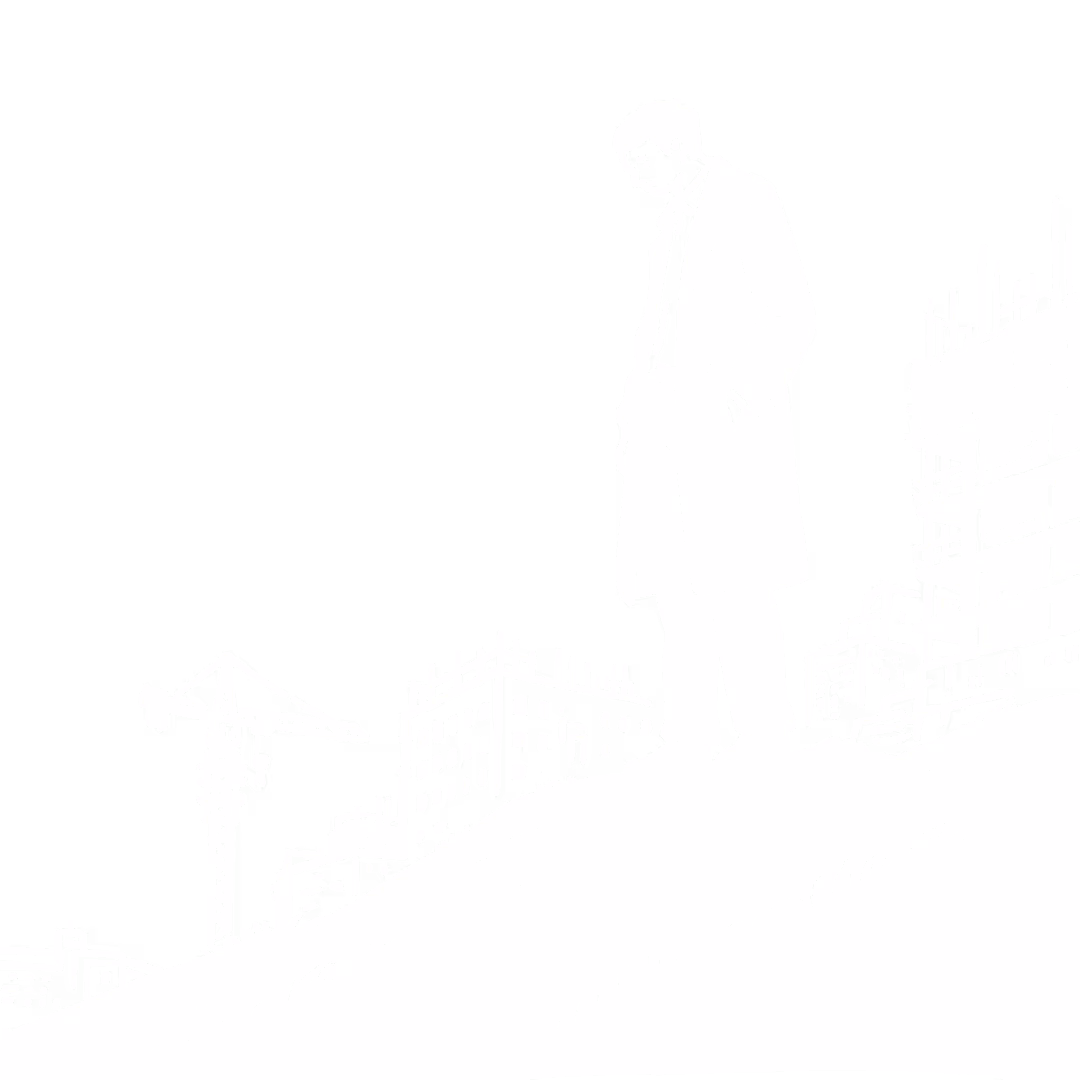 An illustration of a man looking down a hill from a construction site