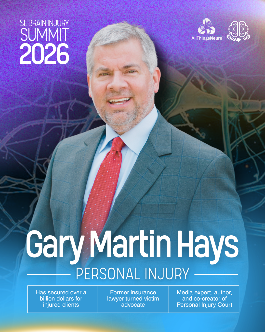 Gary Martin Hays will be a speaker at the 2026 SE Brain Injury Summit
