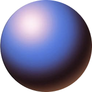 Blue sphere with a light reflection creating a soft gradient and shadow effect.