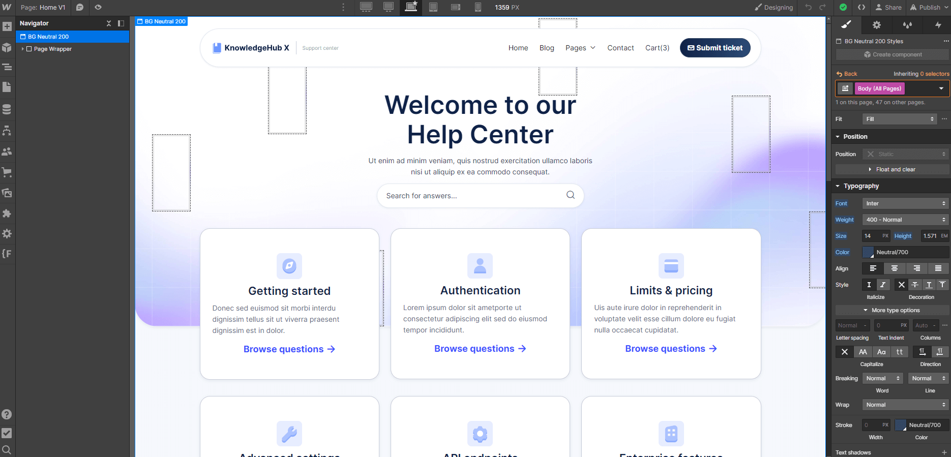Typography - KnowledgeHub X Webflow Template