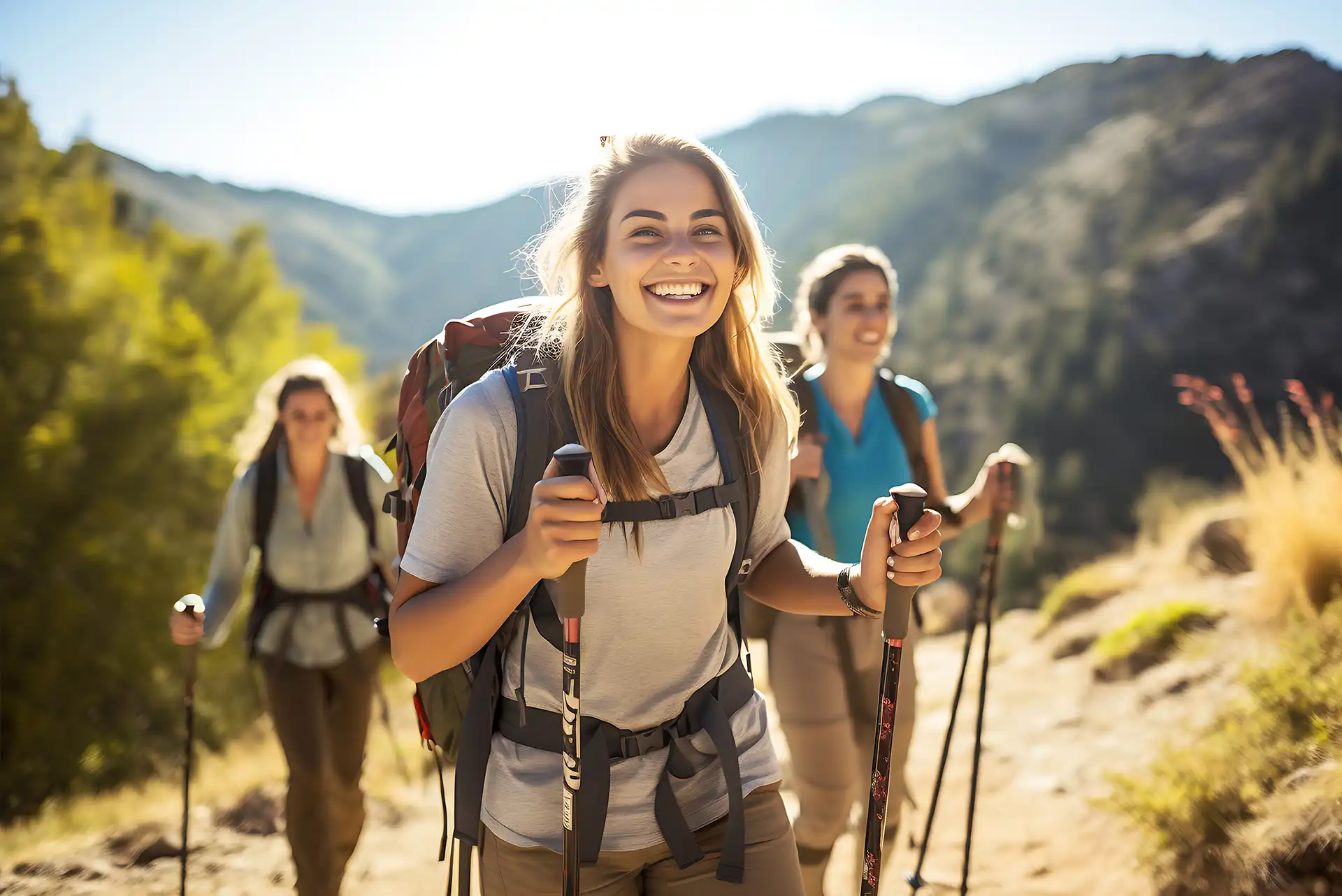 A young woman hiling