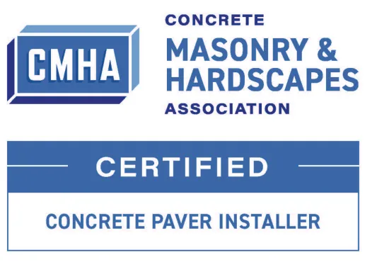 Concrete Masonry & Hardscapes Association logo with a certification label for Certified Concrete Paver Installer.
