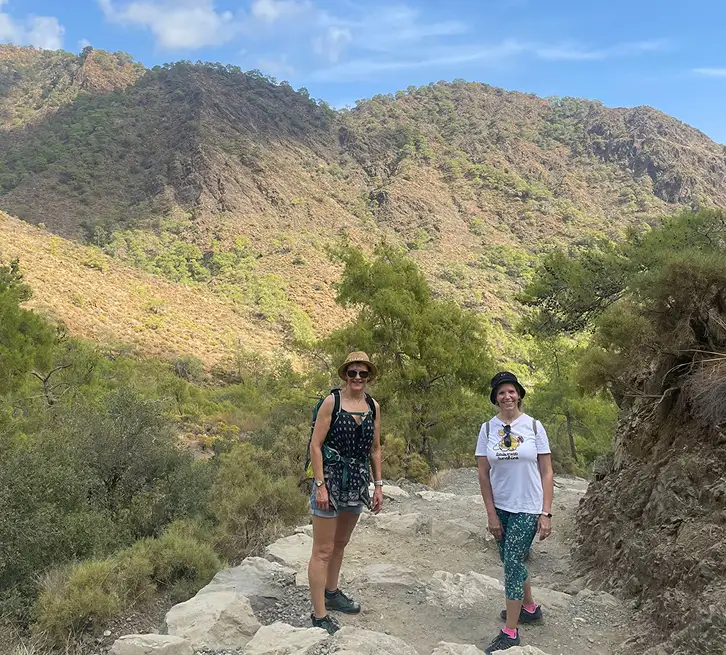 Two women on  a hike