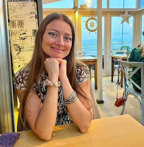 Tati in a marina themed restaurant