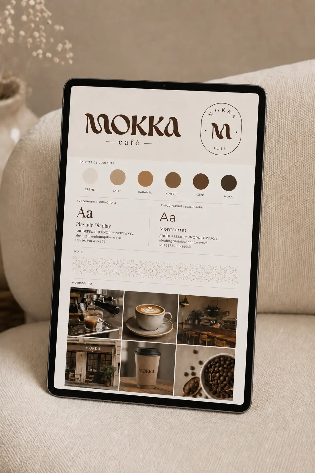 Aperçu de l’identité visuelle créée pour Mokka Café par Oraa Création