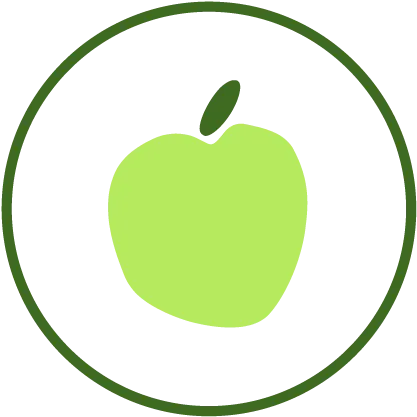 Icono de una manzana verde dentro de un círculo