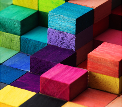 A colorful cube that represents a creative process