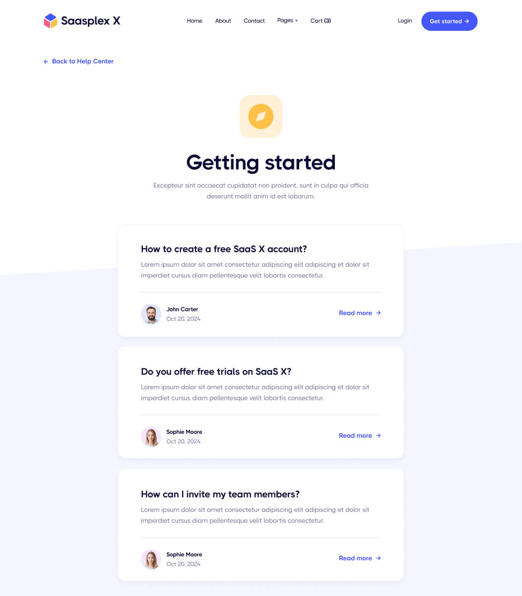 Help Center - Saasplex X Webflow Template