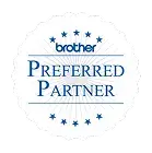 Brother Preferred Partner badge with blue text and stars in a circular seal design.