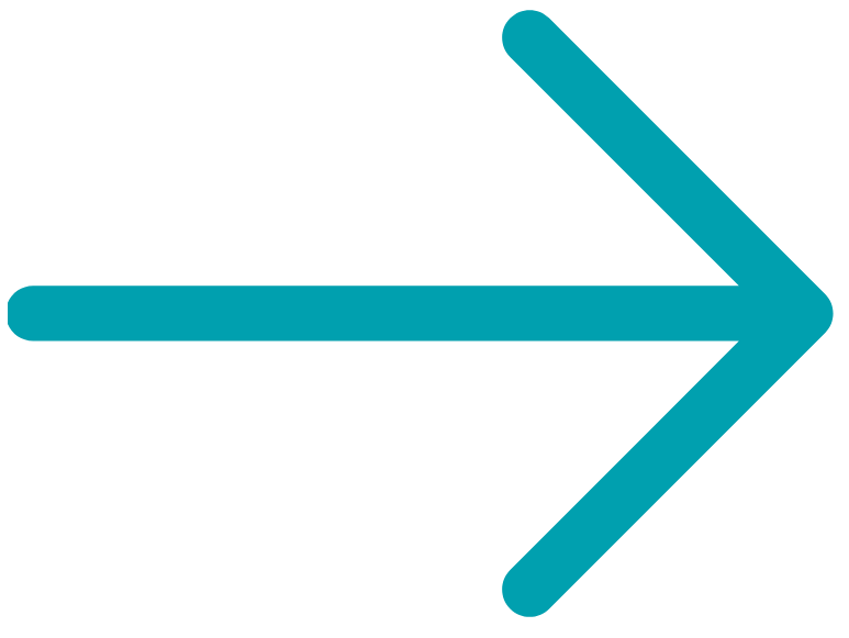Bold turquoise arrow pointing to the right on a transparent background.